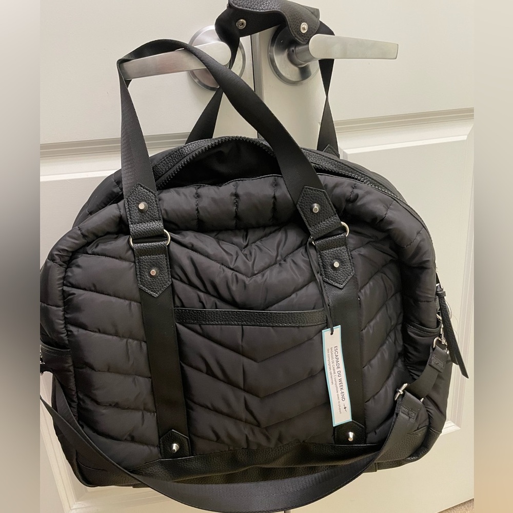 Cynthia Rowley Black Puffer Weekend Travel Bag